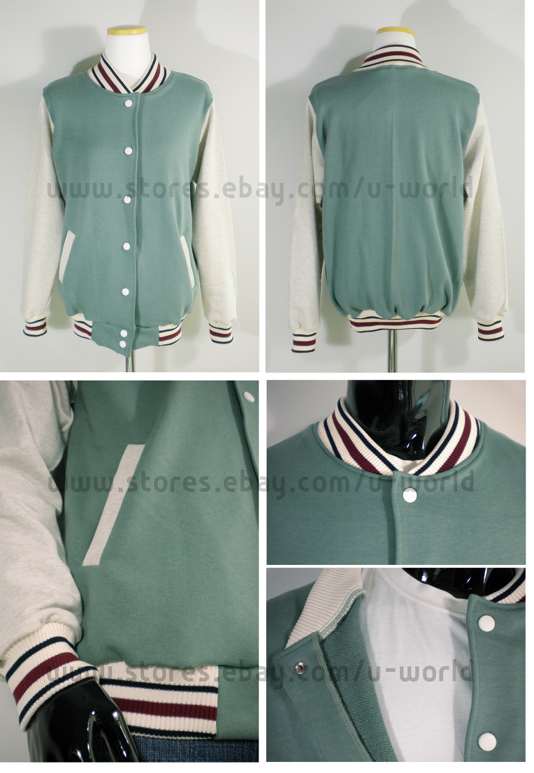 Women's New Varsity Baseball Jacket (XS,S,M,L,XL/Pastel Green,Purple