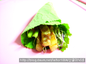 간단하지만 훌륭한 술안주~~돼지고기곰취쌈!!~~