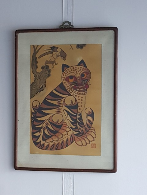 새해 기쁜소식을 전해주는 까치호랑이 그림