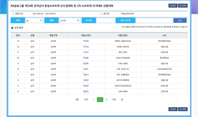 [쇼트트랙] 2019/20 시즌 쇼트트랙 국가대표 선발대회 2019 2차 04/06~07   #목동 